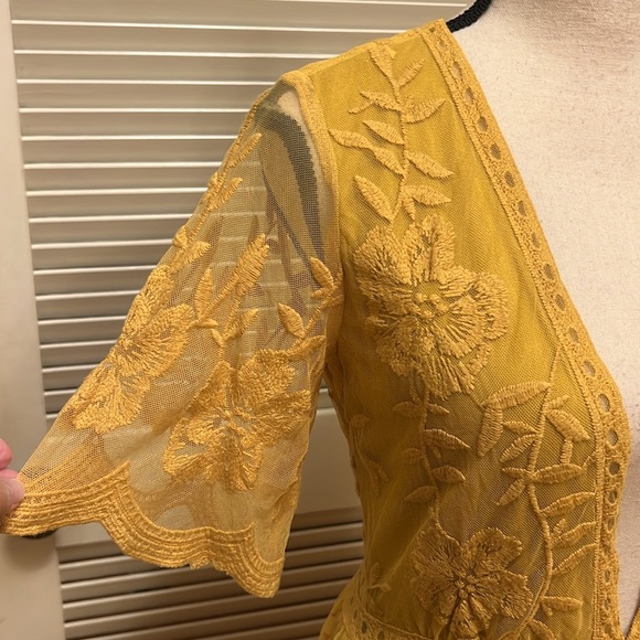 Honey Punch Yellow Lace Boho Romper / Maxi Dress, Size Small, EUC - Picture 6 of 17